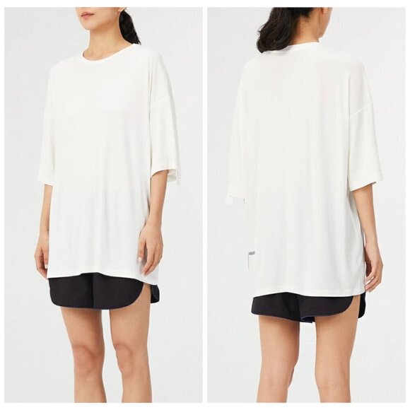 DOVERIST Off-Duty 24T Crisp White Top NWT $65 Crewneck Women's Size S/M - Picture 2 of 10